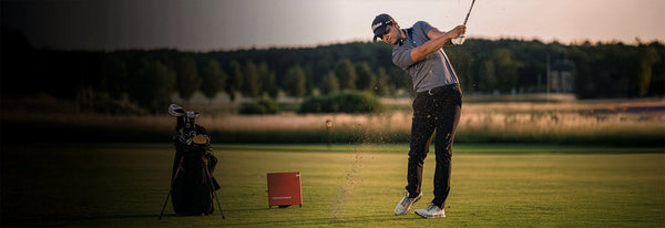 Launch Monitor SkyTrak+ gebruikt op driving range