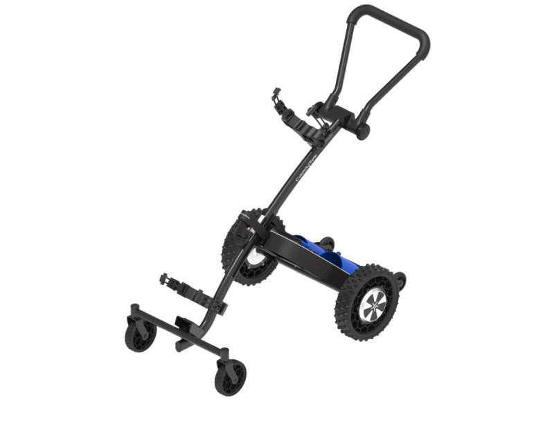 Caddytrek R3X elektrische follow me golftrolley blauw uitgeklapt