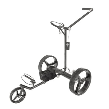 Golf & More Elektrische Golftrolley Carbon Eagle vooraanzicht schuin witte achtergrond