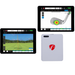 Flightscope mevo Gen 2 met twee ipads die de combideal van de pro package en de face impact location weergeven