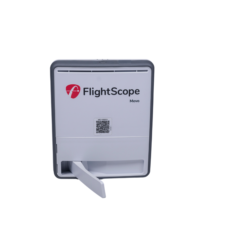 Flightscope Mevo Gen 2 launch monitor achteraanzicht met witte achtergond
