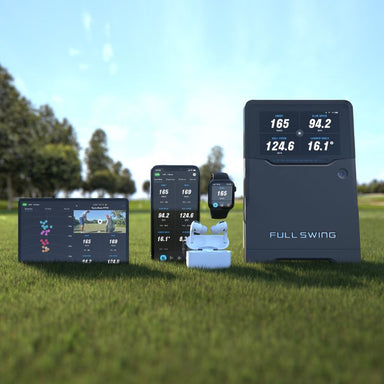 FullSwing KIT Launch Monitor vooraanzicht samen met iPhone producten