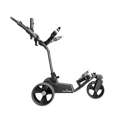 Golf&More Tourer Elektrische Golftrolley zwart uitgeklapt