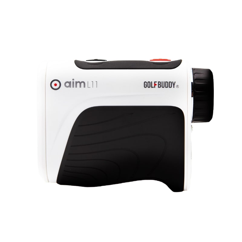 GolfBuddy Aim L11 Rangefinder zijaanzicht met handgreep goed in beeld