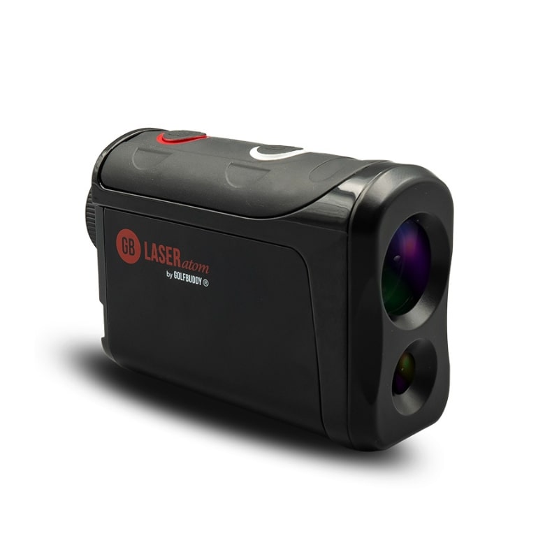 GolfBuddy Rangefinder Atom zwart schuin vooraanzicht witte achtergrond 