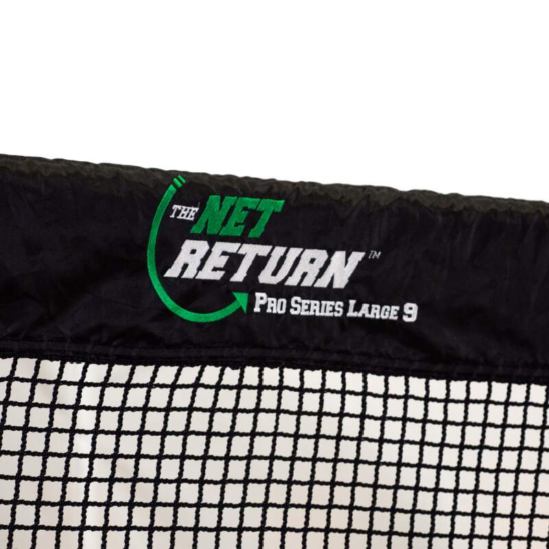 Golfnet The Net Return Pro Series V2 Largei ingezoomd op het logo witte achtergrond