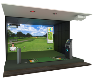 TwoVision T4 Golf simulator van Golfzon waarin je de totale box met witte achtergrond ziet.