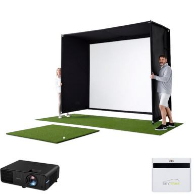 Indoor Golf Simulator SkyTrak+ vooraanzicht met launch monitor