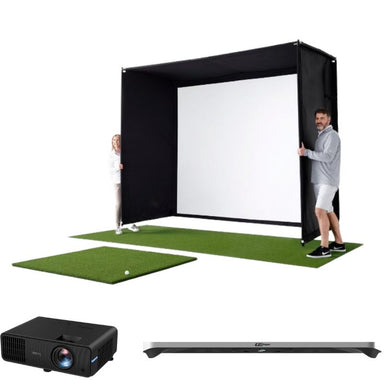 Golfsimulator met software en beamer, gebouwd op de GC Hawk van ForesightSports