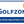Hier wordt het logo van Golfzon, fabrikant en bekend merk van golfsimulatoren, getoond. 