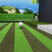 In deze afbeelding wordt de Golfsimulator van Golfzon weergegeven waarin er is ingezoomd op de tee, die de automatische tee up weergeeft