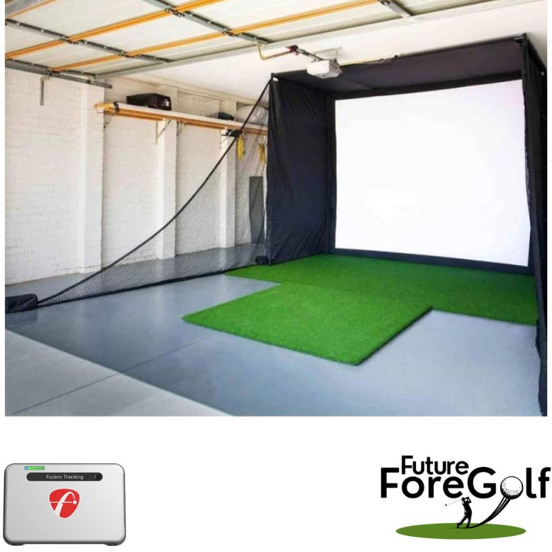 Indoor Golf Simulator Flightscope Mevo+ putting green en zijnetten