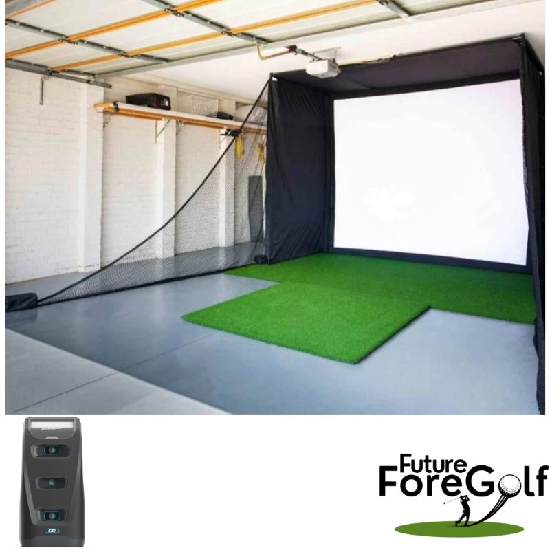 Indoor Golf Simulator GC3 ForesightSports putting green, slagmat en zijnetten