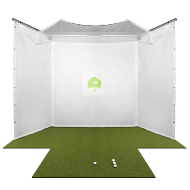 HomeCourse Golf ProScreen 180 vooraanzicht met turfmat witte achtergrond