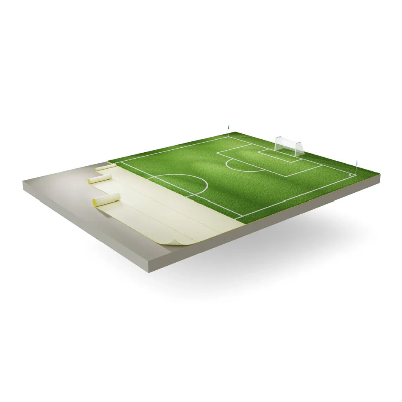 Onderlaag golfsimulator gras totaal op voetbal veld