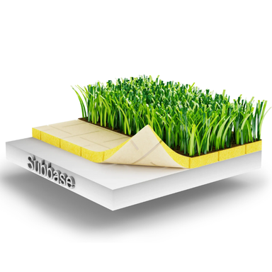 Onderlaag golfsimulator gras witte achtergrond voor aanzicht met totale lagen