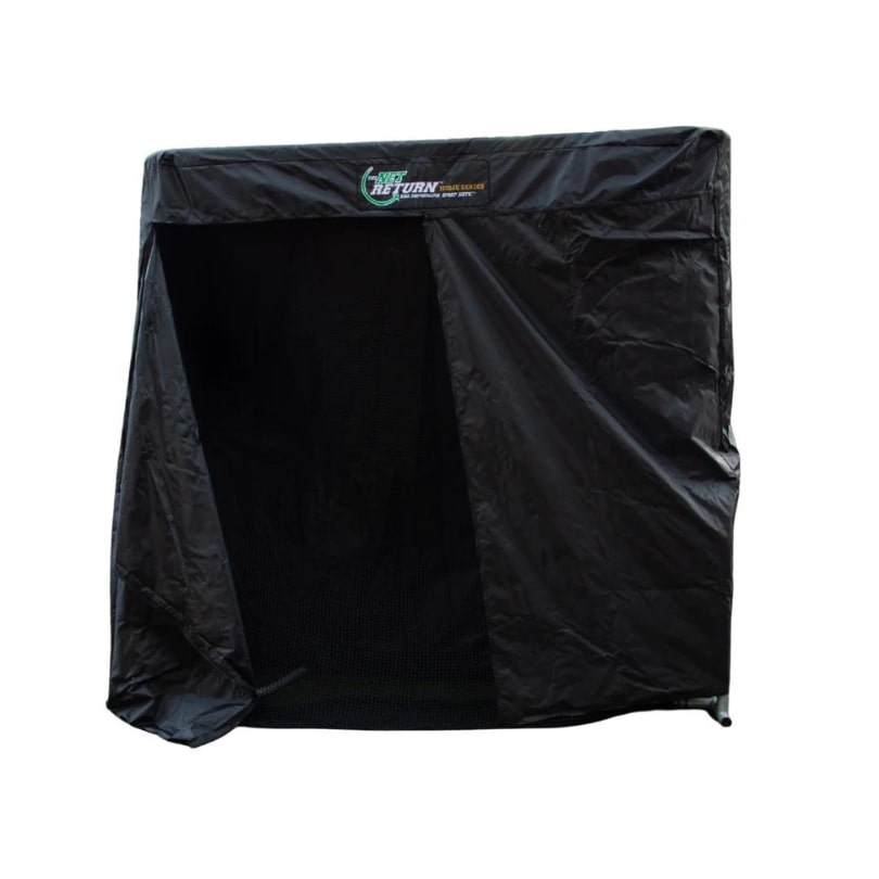 Die Net Return Outdoor Cover weißer Hintergrund Vorderansicht auf eine Hälfte geöffnet