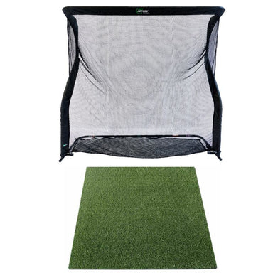 Golfnet The Net Return en Golfmat Premium vooraanzicht witte achtergrond.