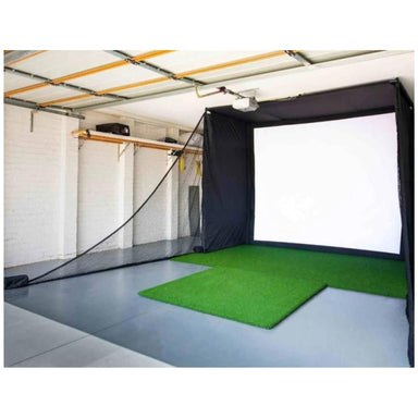 24/7 Golf zijnetten vooraanzicht foto witte achtergrond voor je indoor golfsimulator